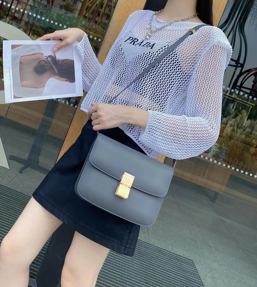 Famous Designer Brand Female Bag Leather Material Shoulder Bag Classic Fashion Luxury Messenger Bag For Women Black Square Bag