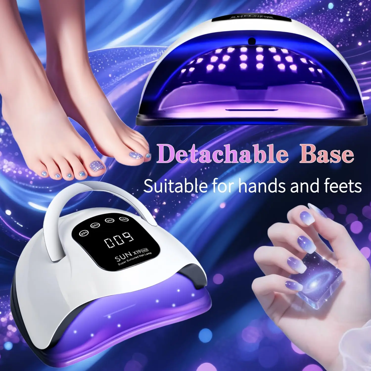 مصباح أظافر LED بالأشعة فوق البنفسجية 72 خرز 320 وات مع مؤقت ومستشعر لطلاء الجل