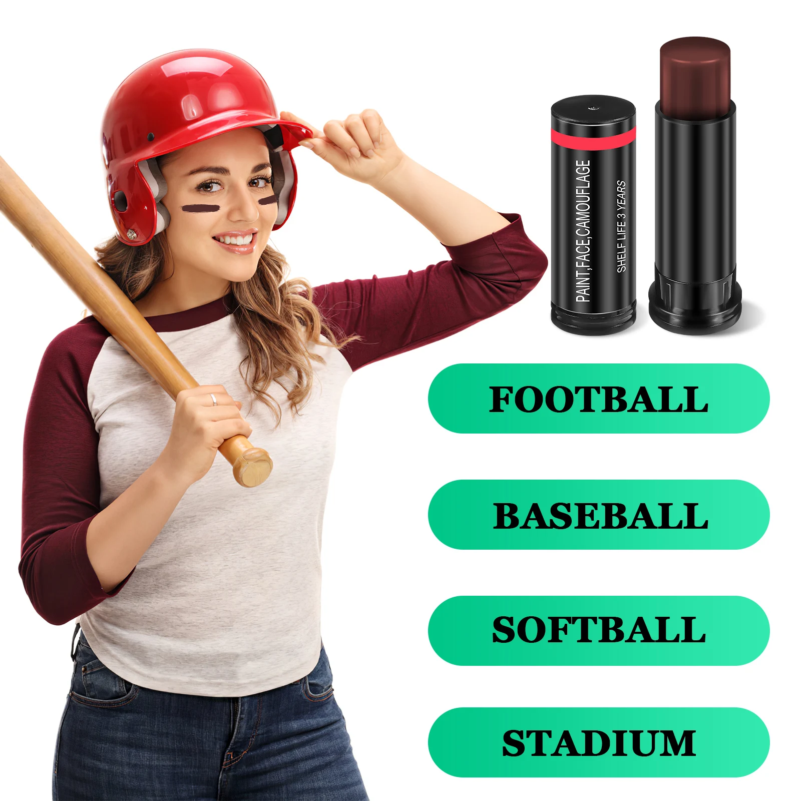 

Camouflage Oil Eye Black Sticks Sweat Resistant Face Painting Sports Make Up Pigment Toner Child Athletes Baseball Football