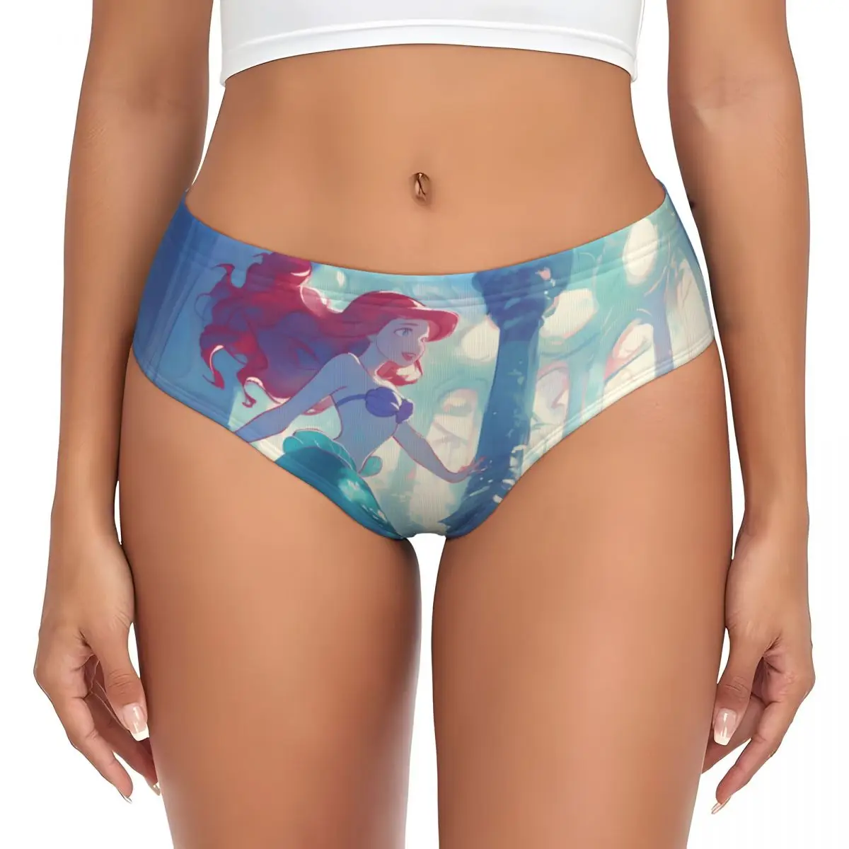 مخصص ارييل ليتل ميرميد كارتون مانغا أفلام سراويل قصيرة النساء الراحة تمتد الملابس الداخلية