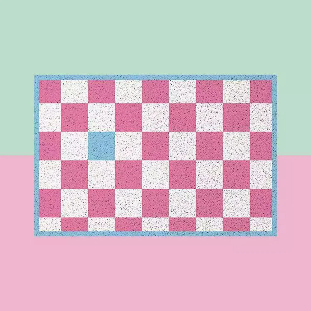 Pink Checkered Doormat, Y2K Aesthetic Non-Slip Entry Mat, ピンク チェック ドアマット，Cute Room Decor for Porch