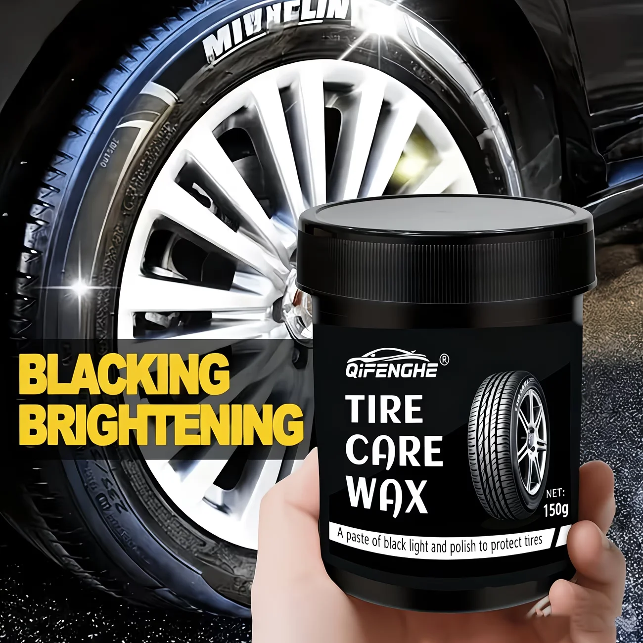 Tire Care Wax, Tire Blackening Paste, Tire Polish Coating for Car, Hydrophobic Anti-aging Tire Shine Wax, Restore Gloss & Protec