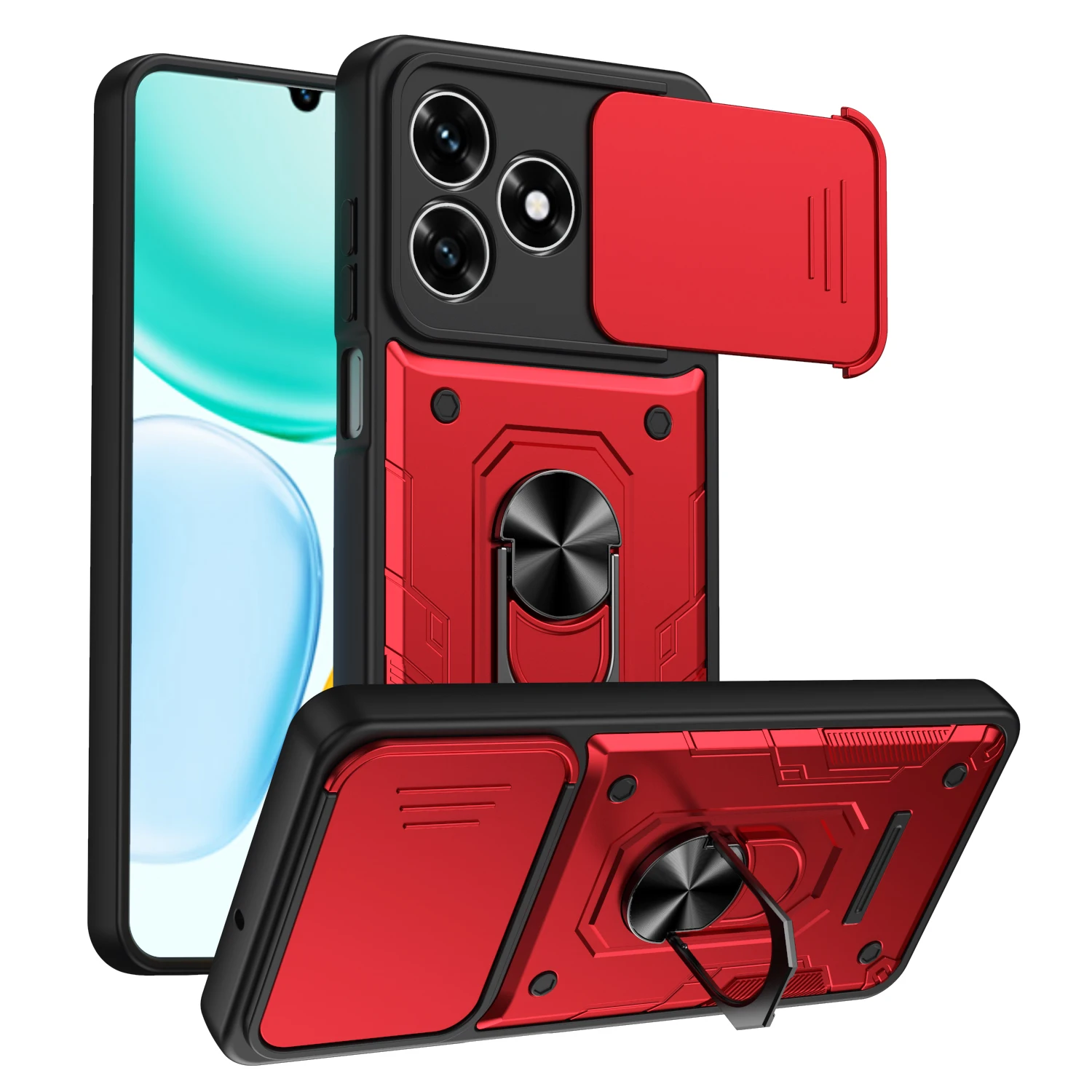 Nanshan – coque de protection pour Honor X5C Plus, avec anneau de Protection pour objectif de caméra coulissant, cadre en TPU, en plastique, résistant aux chocs, Fundas