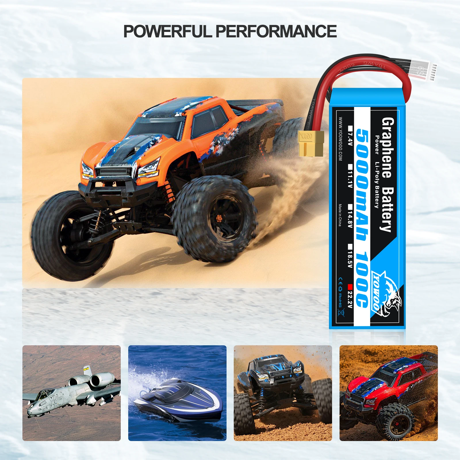 1/2 حزمة Yowoo 6S 22.2 فولت 5000 مللي أمبير 6000 مللي أمبير بطارية ليبو الجرافين XT90 EC5 XT60 100C RC طائرة هليكوبتر سيارة قارب شاحنة أجزاء