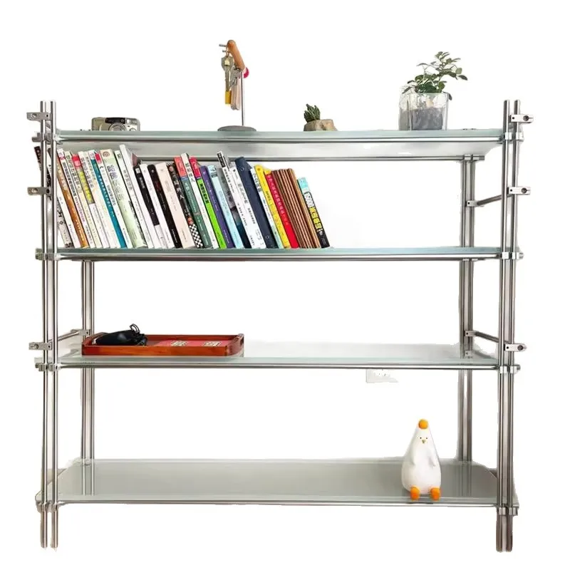 

Medieval style optical axis acrylic shelf floor-to-ceiling multi-layer storage rack living room bedroom home bookshelf