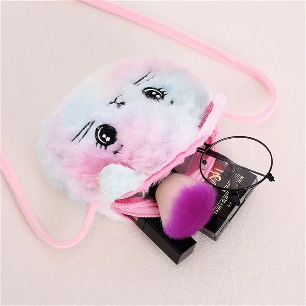 Lovely Rainbow Color Shoulder Bag Mini Soft Cat Handbags Purse Children