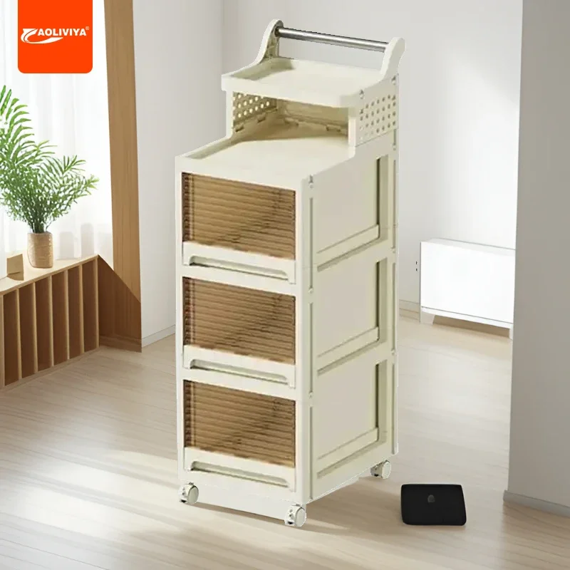 

AOLIVIYA Multi-Tier Storage Rack Rolling Storage Cart A8 Freestanding Bedroom Kitchen Snacks Living Room Vegetable Basket