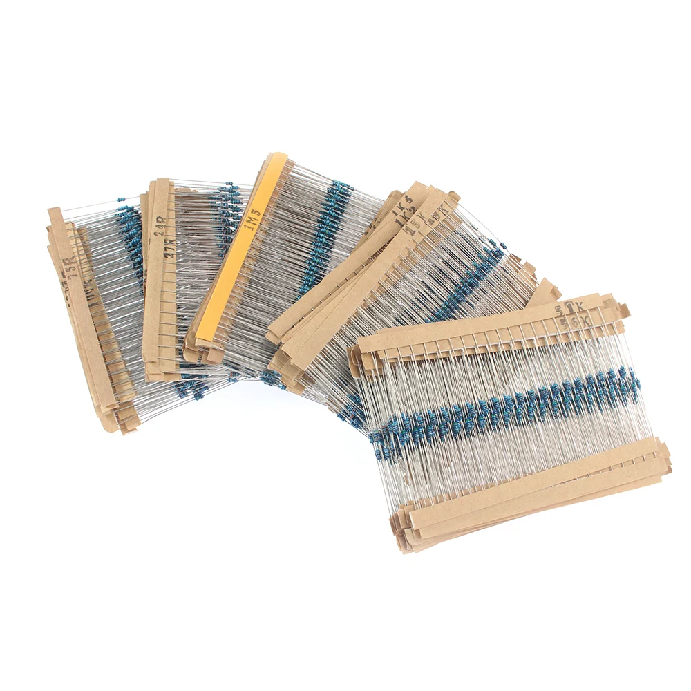 Kit Metal Film Resistors, Componentes eletrônicos, DIY Assorted Set, 1 Ohm a 3M, 130 Valores, 1 6W, 2600Pcs