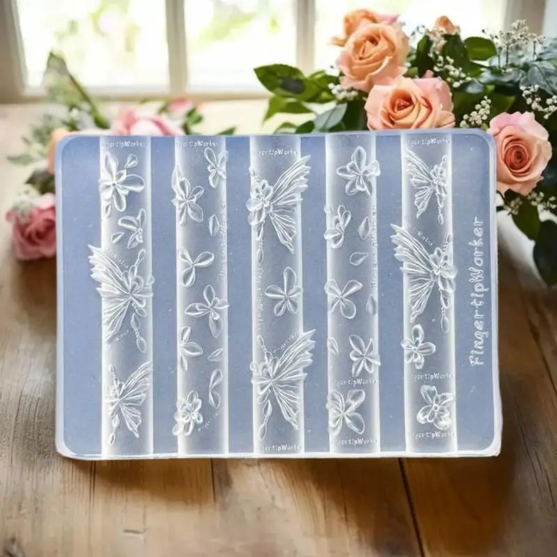 Baroque Heart French Necklace Butterfly Flower 3D Acrylic Nail Mold DIY Nail Art Decoration Transparent Manicure Template