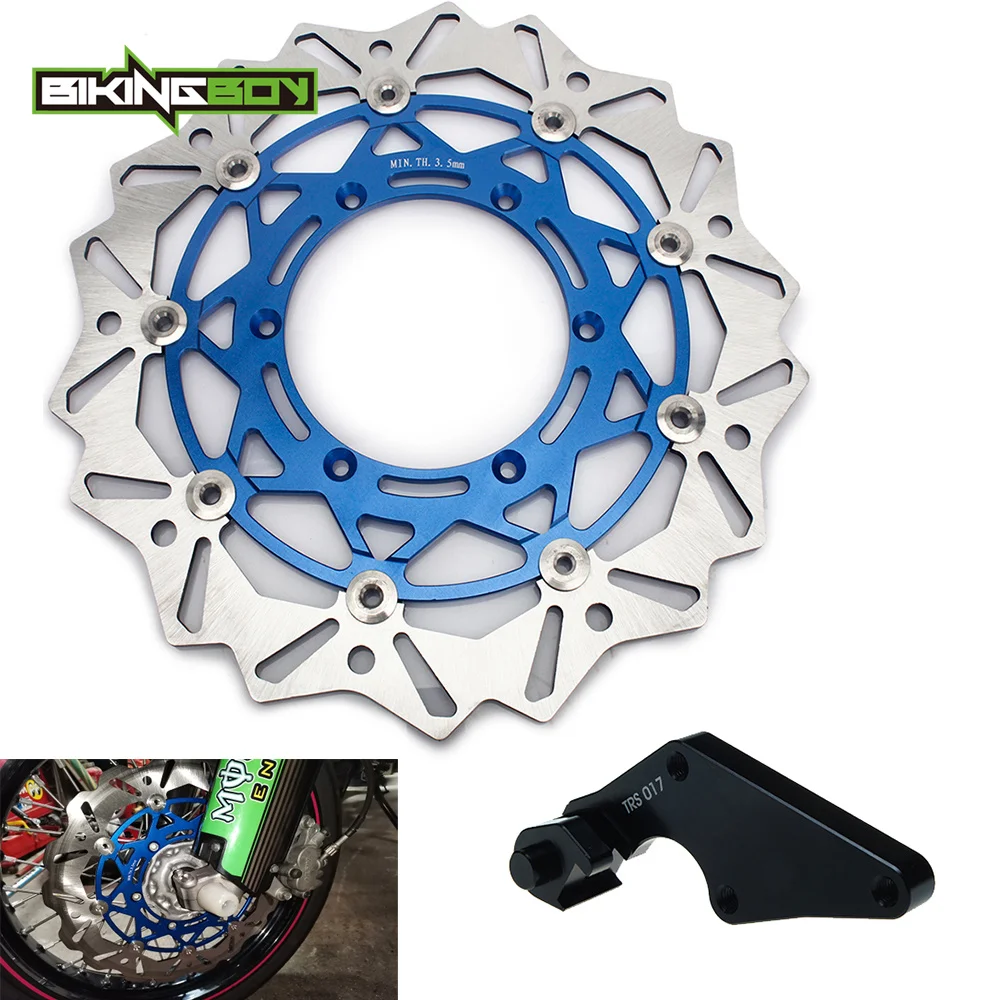 BIKINGBOY For Yamaha YZ250F 2007-2014 YZ450F 08 09 10 11 12 13 14 320mm Oversize Front Brake Disc Disk Rotor + Bracket Adaptor