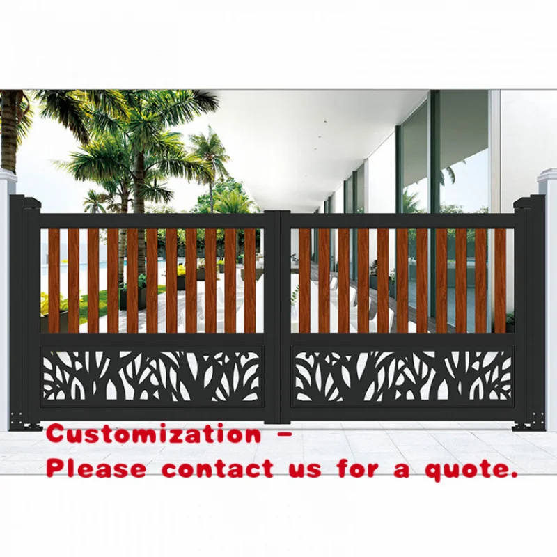 custom.Automatic System Modern Aluminum Gate Design Retractable Sliding Gate Garden and Backyard