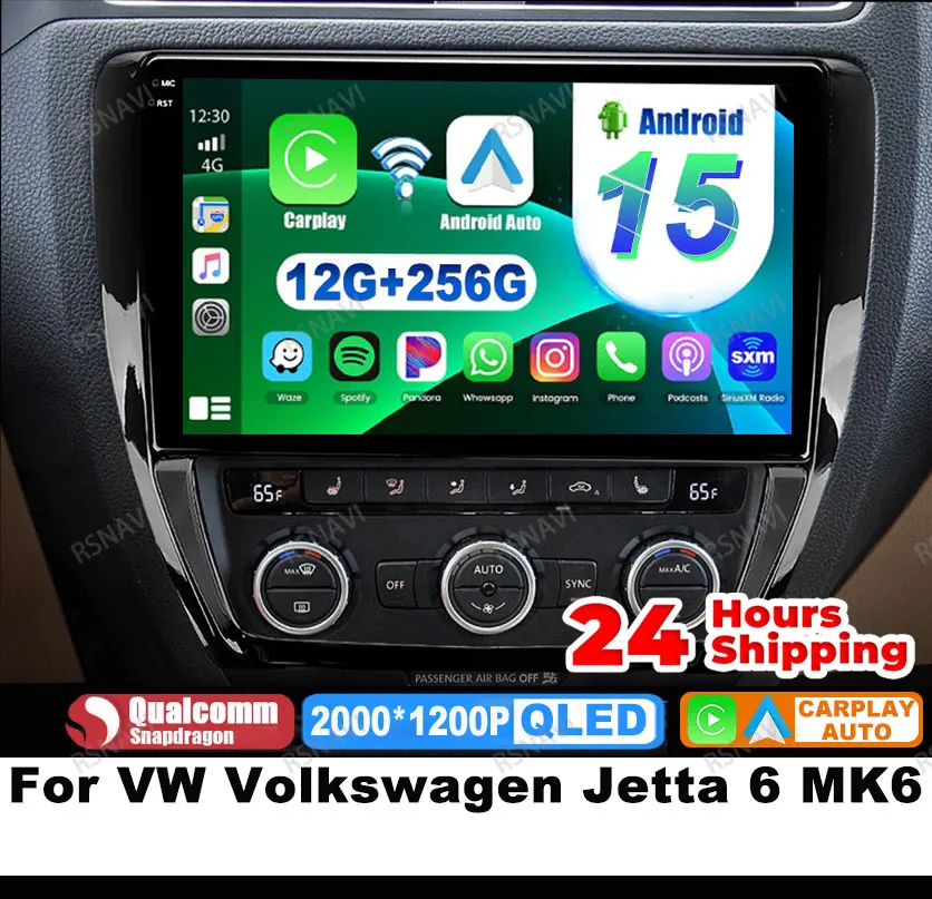 

Car Radio Android 15 For VW Volkswagen Jetta 6 MK6 4G LTE Viedo Player Navigation DVD Head Unit BT Multimedia DSP 5G WIFI QLED