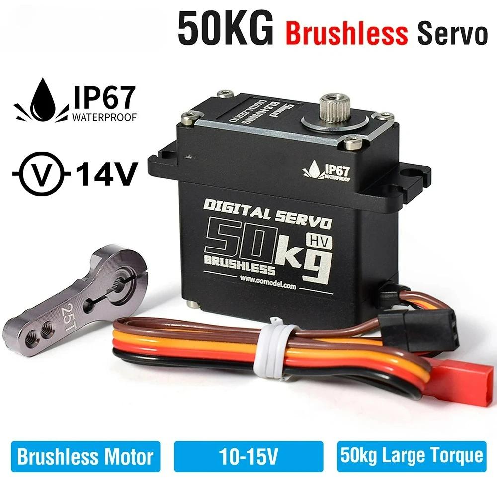 

Customizable 50KG Brushless Servo 180°/270°/360° Aluminum Digital 14V HV Waterproof Servo for1/8 1/10 1/12 RC Crawler Car