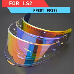 Visera para casco de motocicleta LS2 FF397 FF801, visera transparente, humo oscuro, escudo multicolor plateado, adecuada para lente de cascos vectorial ls2