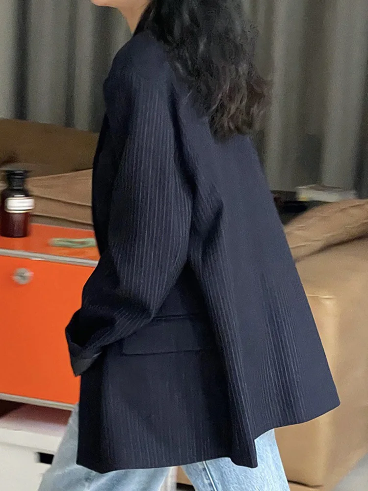 Yermora-女性用ストライプデザインスーツ,ノッチブレザー,シングルボタン,ベーシックジャケット,長袖,ゆったりとした服,新しい春のコレクション2022