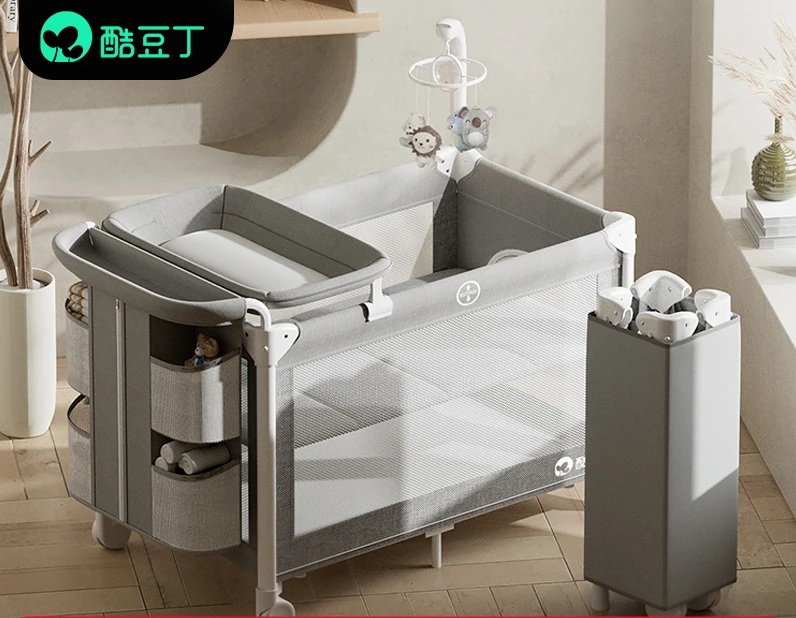 Crib folding and splicing queen bed portable bed removable newborn crib diaper table crib