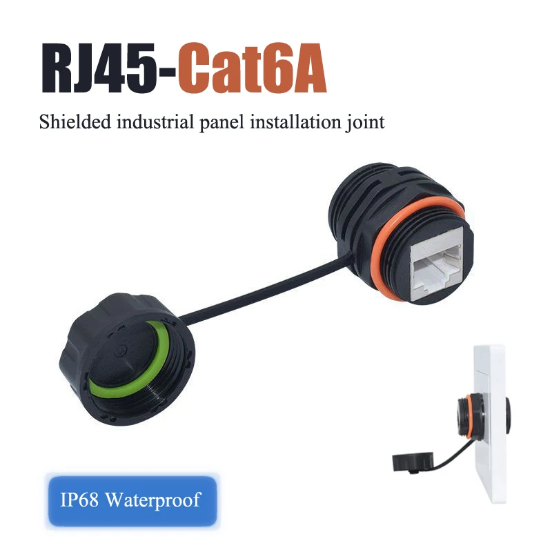 Waterproof RJ45 Cat6A Network Cable Connector IP68 Shielded rj45 to rj45 Panel Socket Industrial CAT6 Gigabit Network Wire Plug