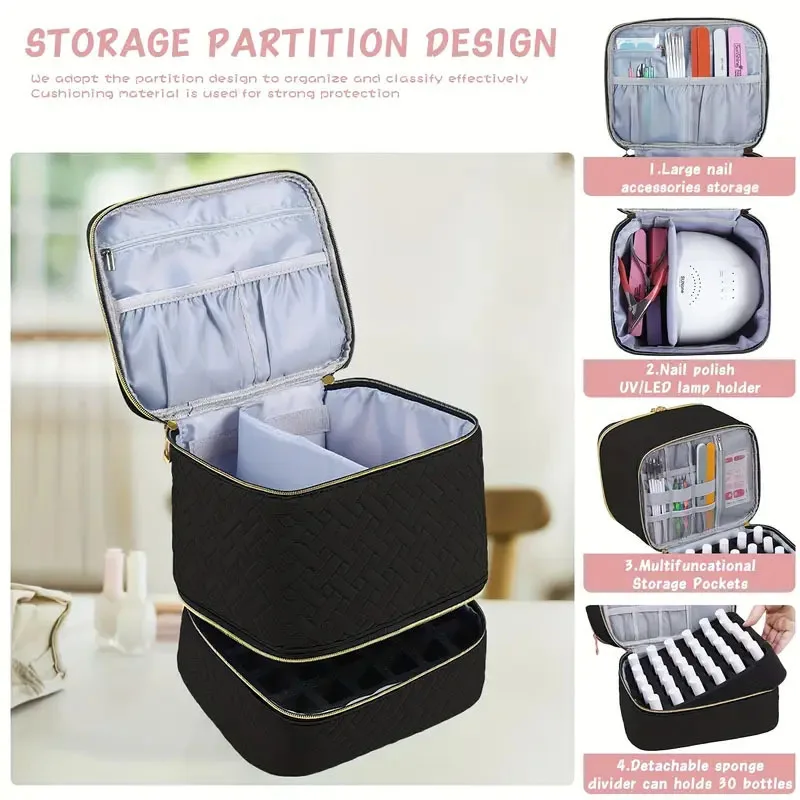 

Nail Polish Essential Oil Storage Bag, Desktop Makeup Storage Bag, Portable Double-layer Premium Feeling