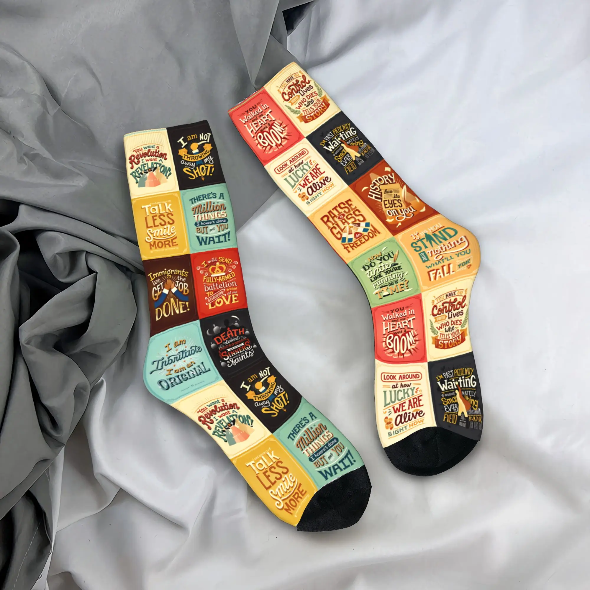 Hamiltons the Musical Stockings  Printed Leisure Socks Autumn Non-Slip Socks Men Running Warm Soft Socks