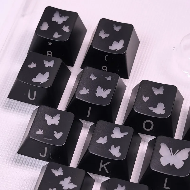 

Keycap black butterfly spot cross-border 21 hearts supplement original side engraved transparent magnetic axis mechanical