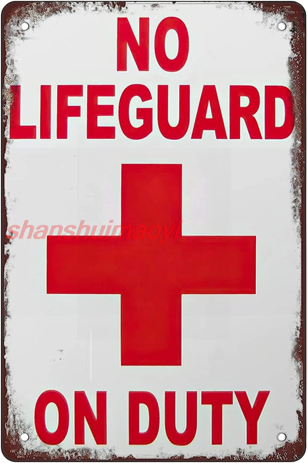 Metal Sign No Lifeguard on Duty,in swimming pool Tin Signs Wall Decor Fun Decoration for Home Kitchen Bar Vintage Retro Pla SHAN