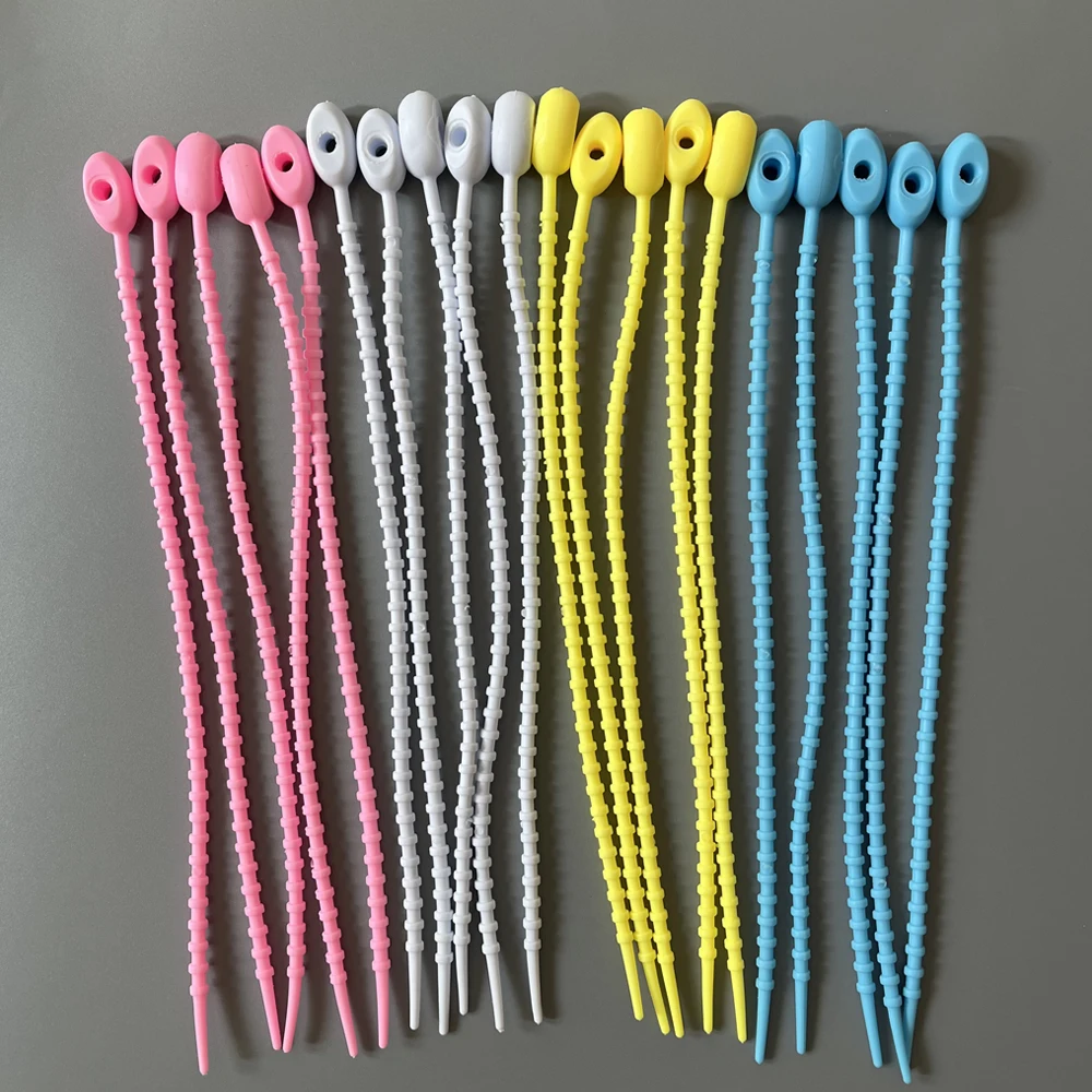 20PCS Silicone Reusable Cable Wire Ties Organizer Winder Storage Holder Bag Ties Food Saver Earphone Line Tidy Clips