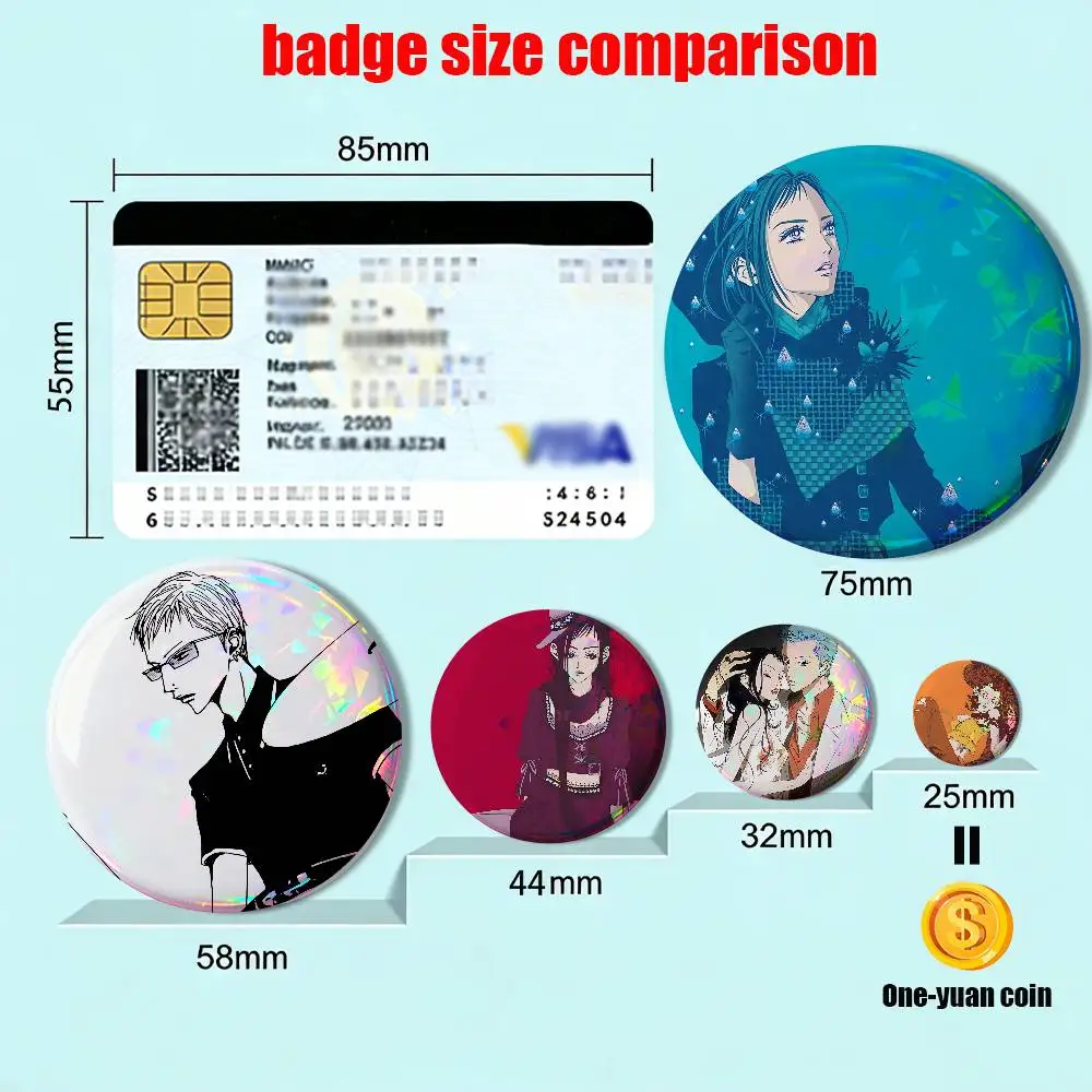 cartoon Yukari George Paradise Kiss Reflective Pin Tinplate Round Brooch Cartoon Cosplay Badges for Bag Hat Toys Gifts