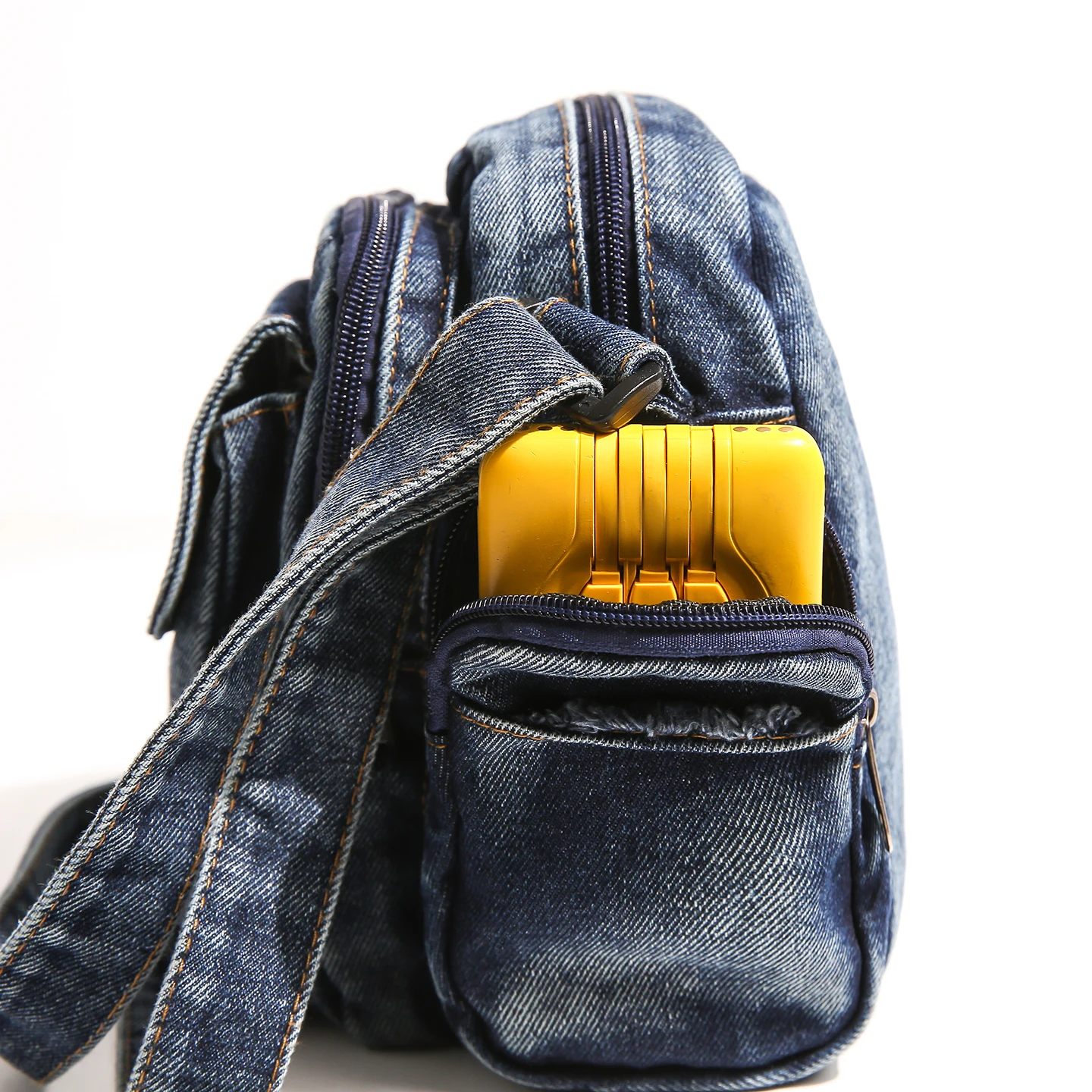 Denim Messenger Bags Women 100% Cotton Crossbody Bags Men More Cloth Shoulder Bags Washed Canvas Flap Packages Travel Purse 4