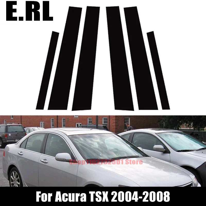 

Наклейки-декали на стойки и дверные накладки для Acura TSX 2004-2008, глянцевые черные, 6 шт., автомобильный аксессуар