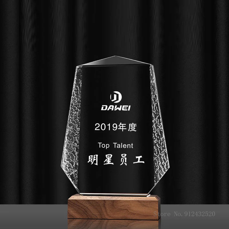 Solid Wood Crystal Trophy, Can be Customized, annual Meeting Medal, Dance Sports competition, Home Decoration, Wooden Base