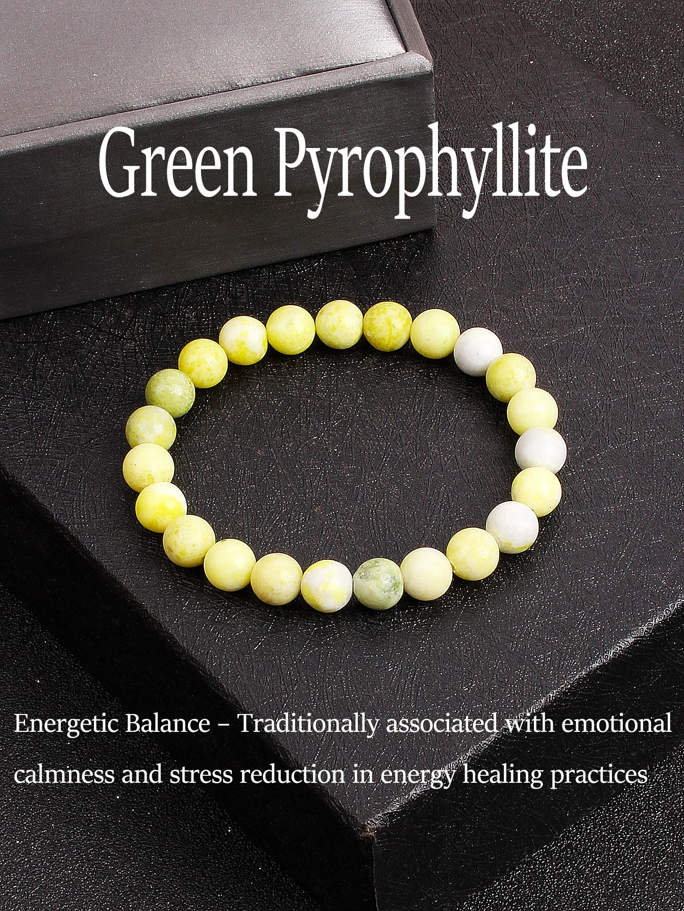 

6/8MM Natural Green Pyrophyllite Bracelet for Women Men Jiela Stone Energetic Balance Bracelets Jewelry Gifts