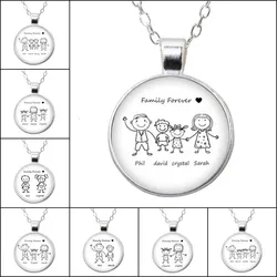 Diy Personalized Surname Necklace Custom Nickname Dad Mom Boy Girl Cute Cartoon Fashion Handmade Photo Pendant Necklace