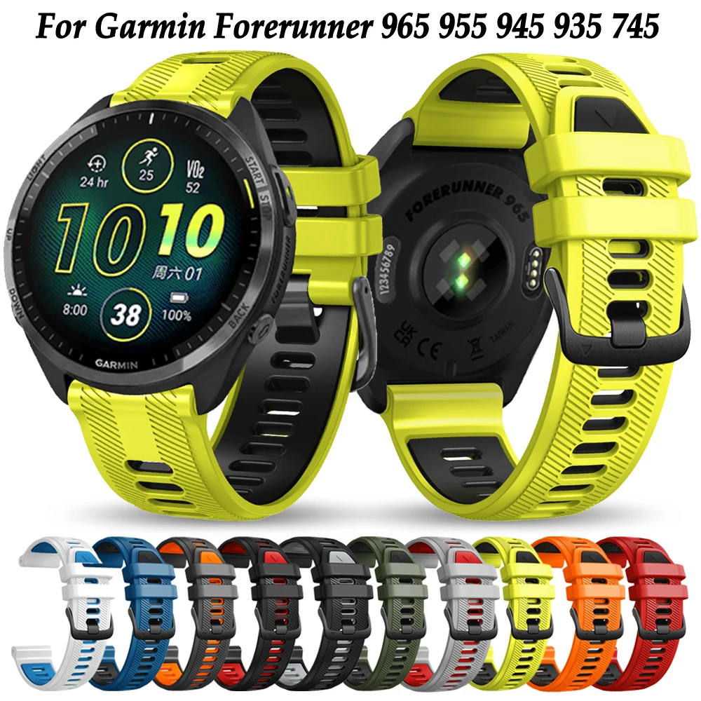 Correa de silicona de 22mm para Garmin Forerunner 965, 955, Solar 945, 935, 745, accesorios de pulsera de repuesto
