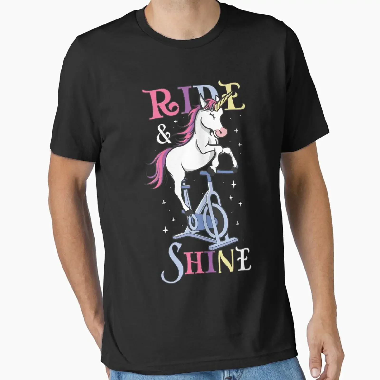 Spin Class Funny Spinning Unicorn Art Essential T Shirt vintage Washed Versatile Stylish Breathable homme fashion Soft Slightly