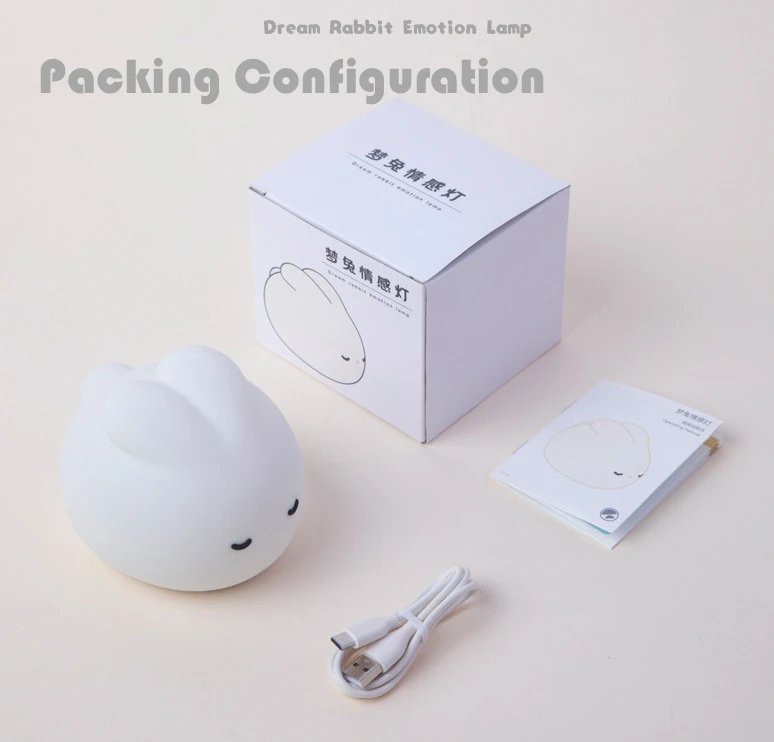Silicone Night Light Usb Charging Soft Silicone Rabbit Night Light Bunny Rabbit Cute Nursery Lamp