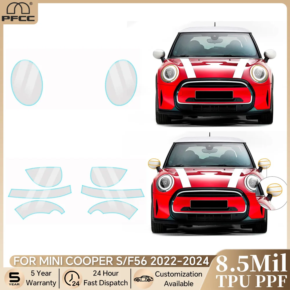 

Для Mini F56 Cooper S 2-дверный 2022-2024 автомобильные фары заднего вида ТПУ защитная пленка для краски предварительно вырезанный PPF прозрачный бюстгальтер комплект против царапин