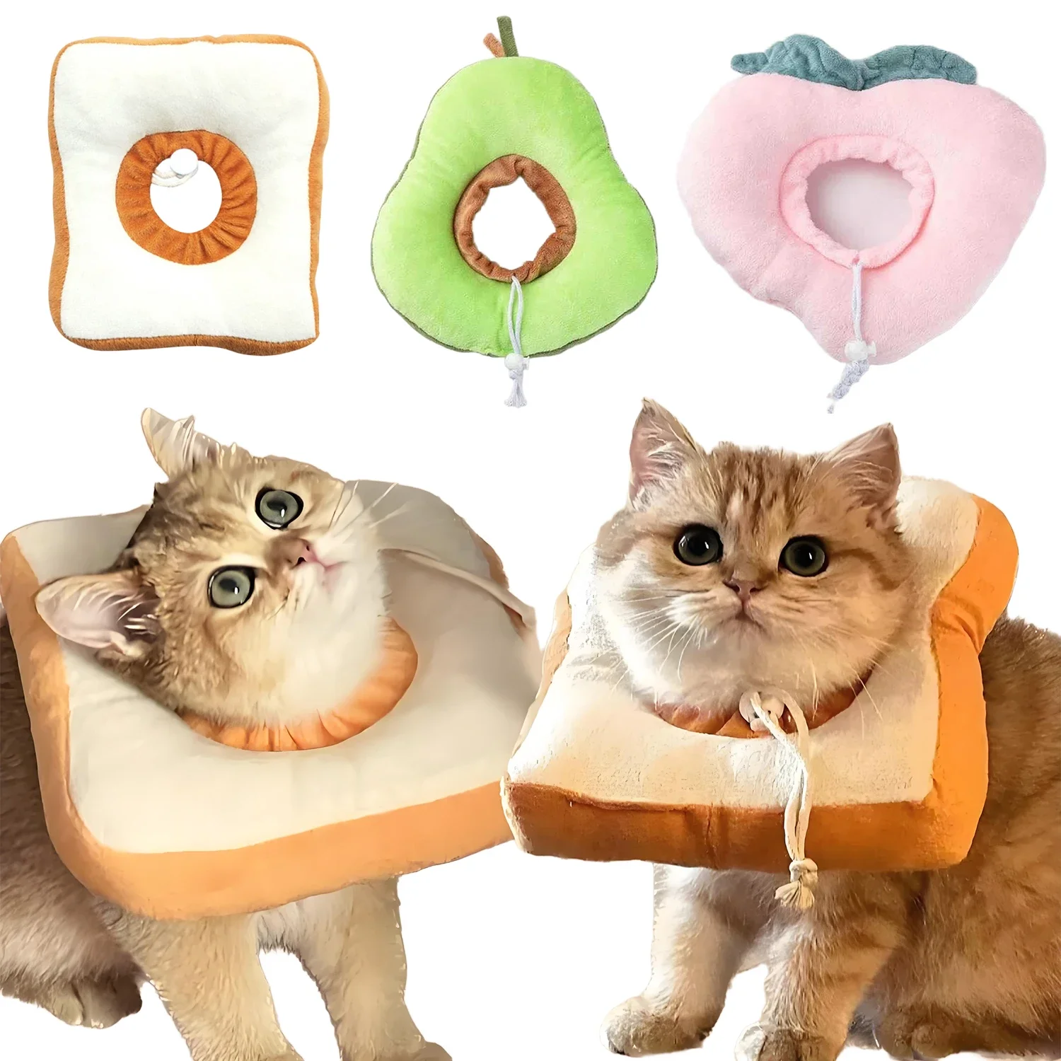 Collar isabelino de algodón con forma de aguacate y tostada suave para mascotas, Collar de protección postoperatoria para gatos y cachorros, anillo para el cuello para mascotas