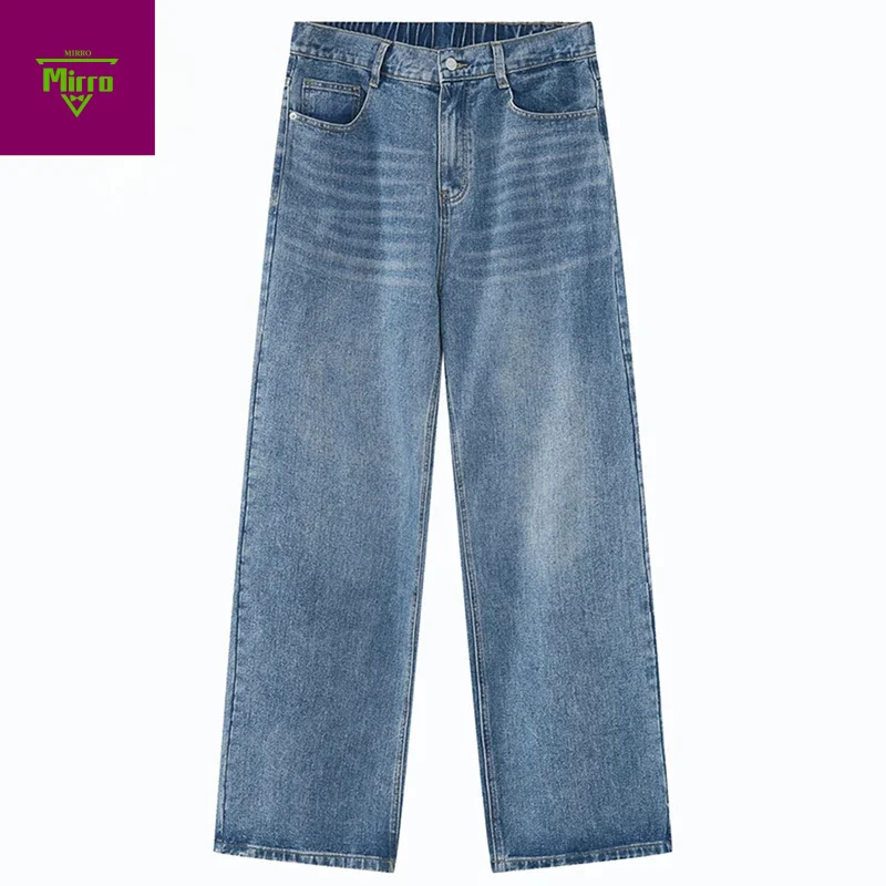 

Men Jeans Loose Casual Straight Denim Pants Black Blue Wide Leg Jeans Trousers for Male