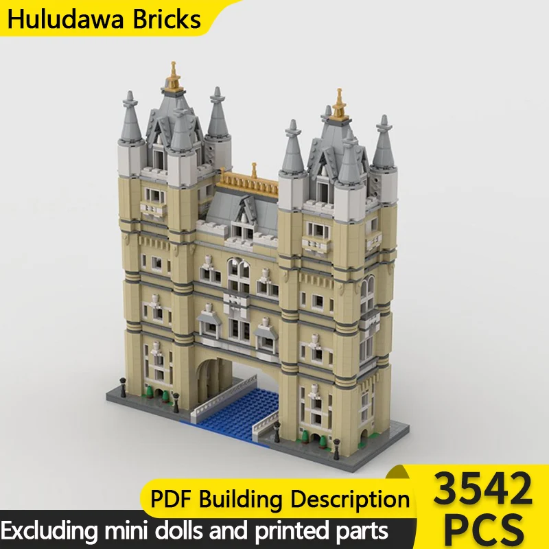 

Модель City Street View MOC, строительные кирпичи, башня, мост, дворец, модульная технология, детские праздничные подарки, сборные игрушки, костюм