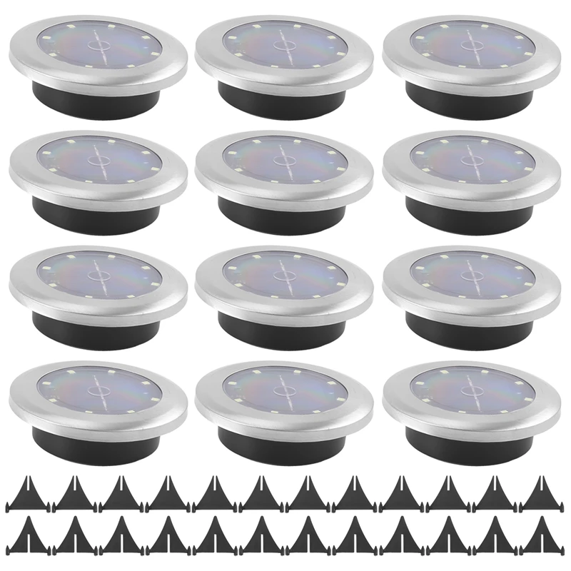 

12 Pack Solar Lights Outdoor Garden 8 LED Solar Disk Lights Outdoor IP65 Waterproof For Garden Pathway Lawn Patio Yard