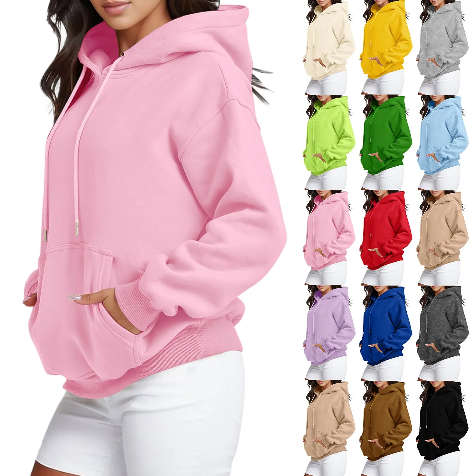 Female Oversized Hoodies Couples Loose Pocket Hooded Sweatshirt Streetwear Women 2023 Clothing Ladies Pullovers Hip Hop Tops