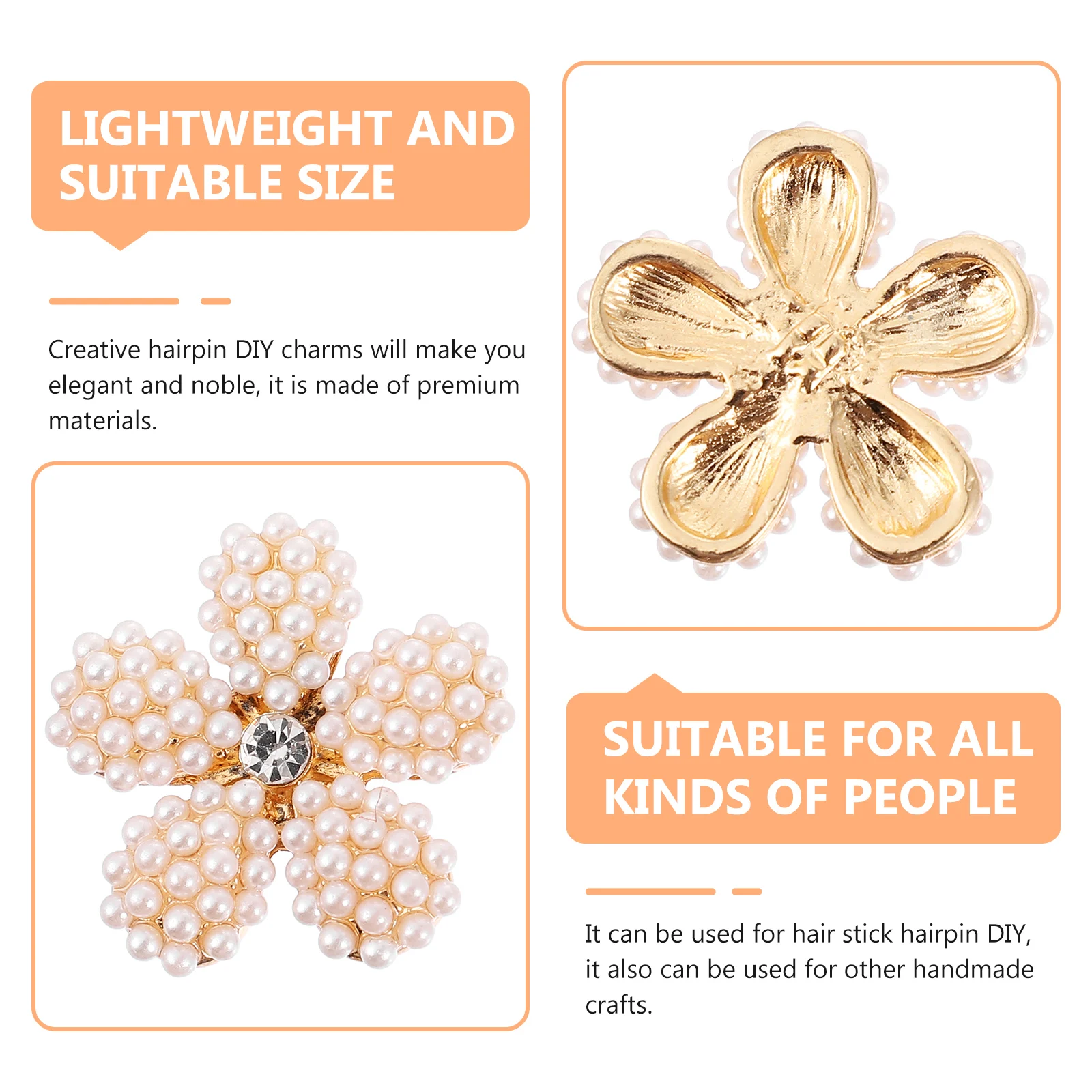 

10pcs Diy Pearl Flower Shape Decorative Hairpin Charms Craft Materials Elegant Headdress Accessories Lightweight Alloy Hair