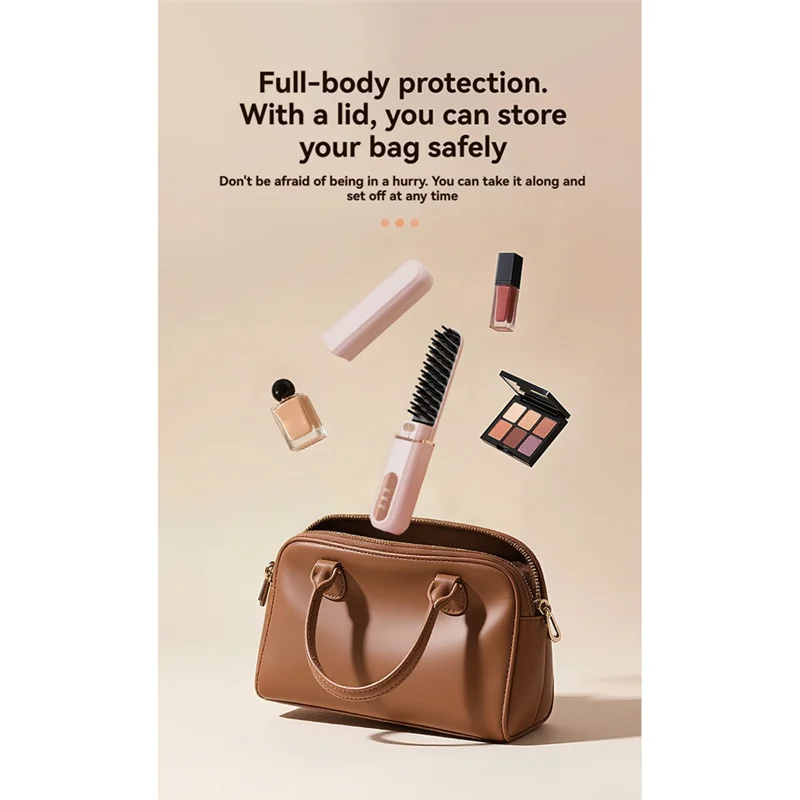 A98G-Cordless Portable Straightening Brush For Women Negative Hot Comb Mini Hair Straightener Brush