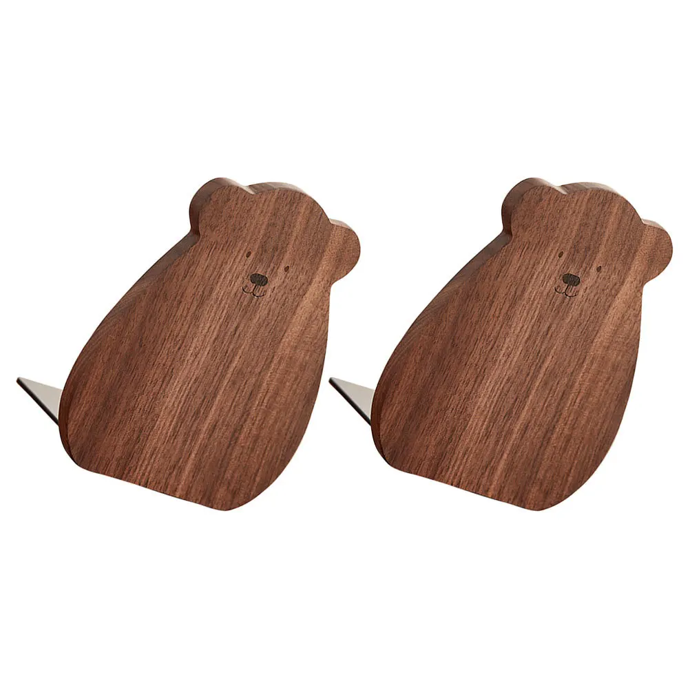 

2Pcs Adorable Cartoon Bear Bookend Creative Wooden Desktop Office Bookend Home Decoration Gift Bookstand Wood Bookends