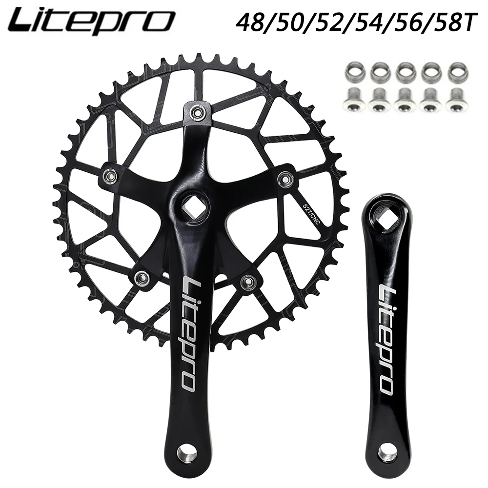 

Litepro BMX Bicycle Integrated Crankset 48/50/52/54/56/58T 130BCD Single Chainwheel Crankset Sprocket Bicycle Parts