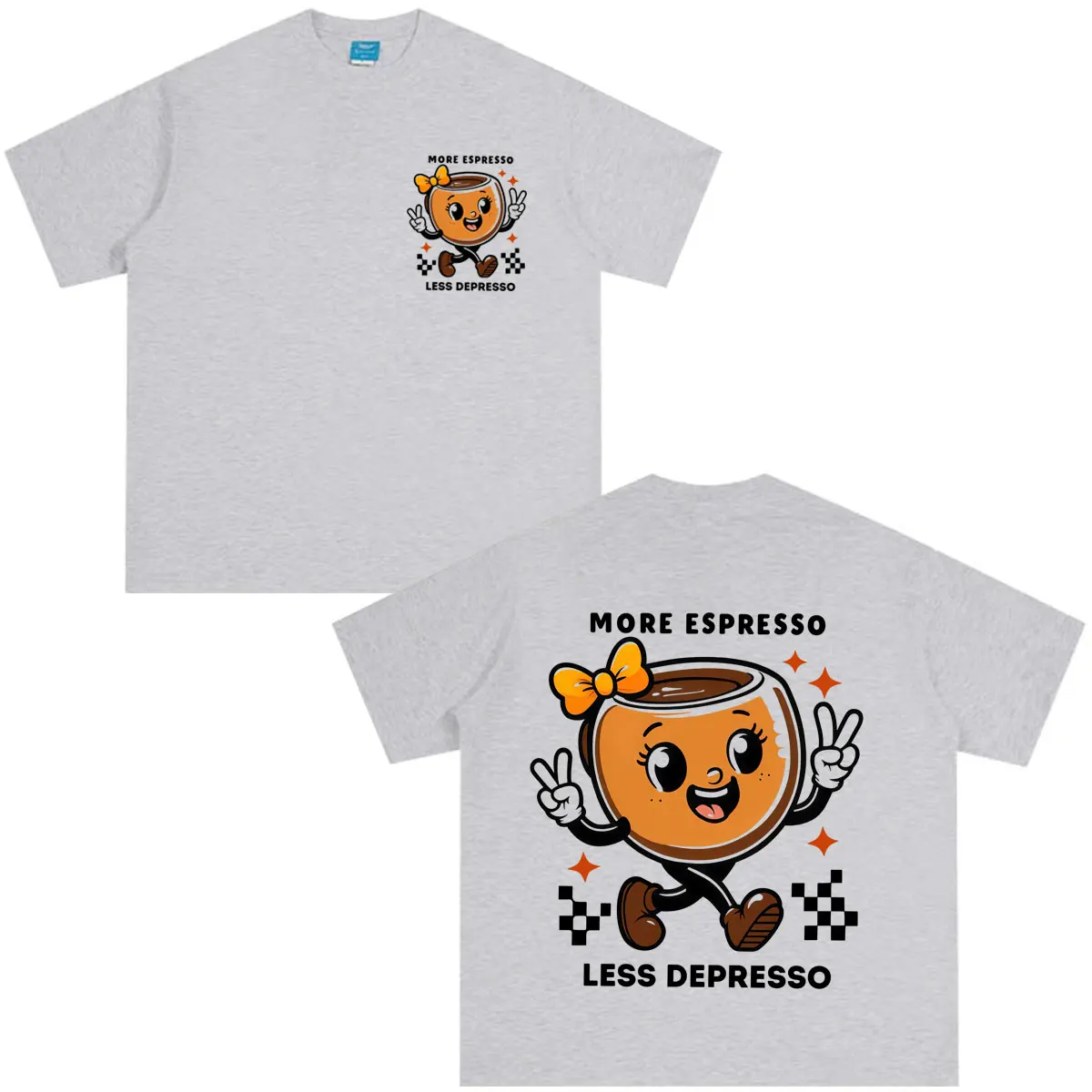More Espresso Less Depresso Graphic T-shirt Men Women Vintage T Shirt Summer Casual Cotton Loose Fashion Oversized T-shirts