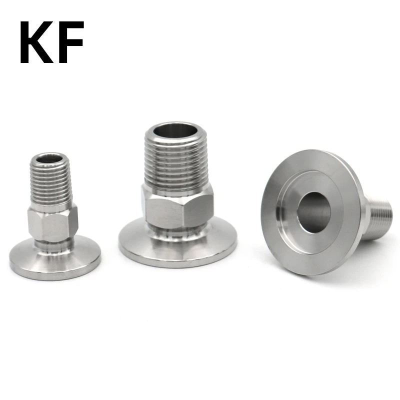 Vacuum Flange KF16/KF25/KF40/KF50 304 Stainless Steel Sanitary Pipe Fitting PT Male Thread Hex 1/8