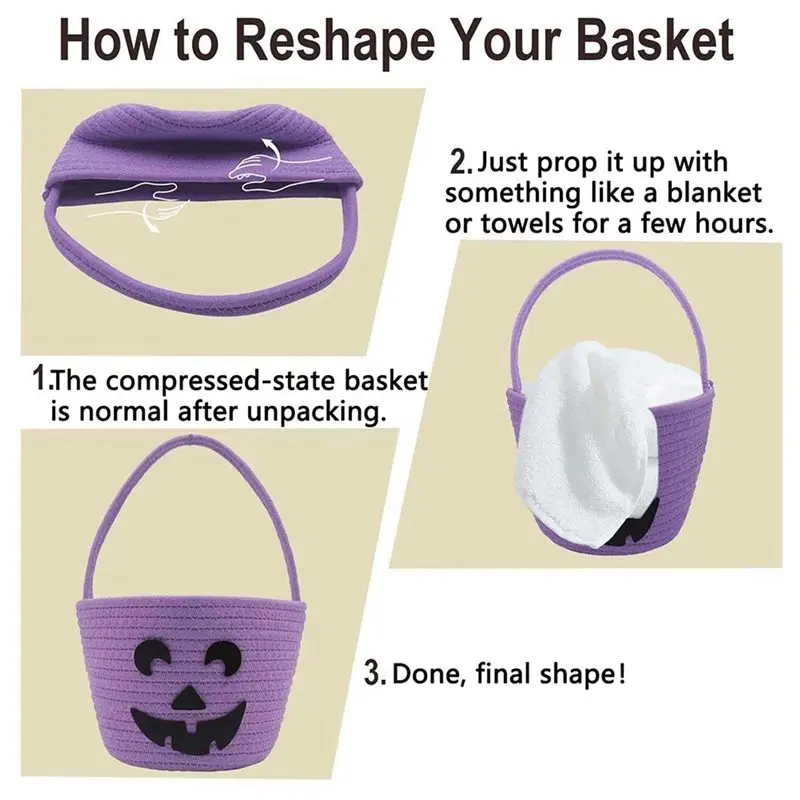 سلة الهالوين MACH-2X للأطفال، سلة خدعة أو علاج، دلو حلوى اليقطين اللطيف، حقائب للبنات/الأولاد سلال هدايا فارغة
