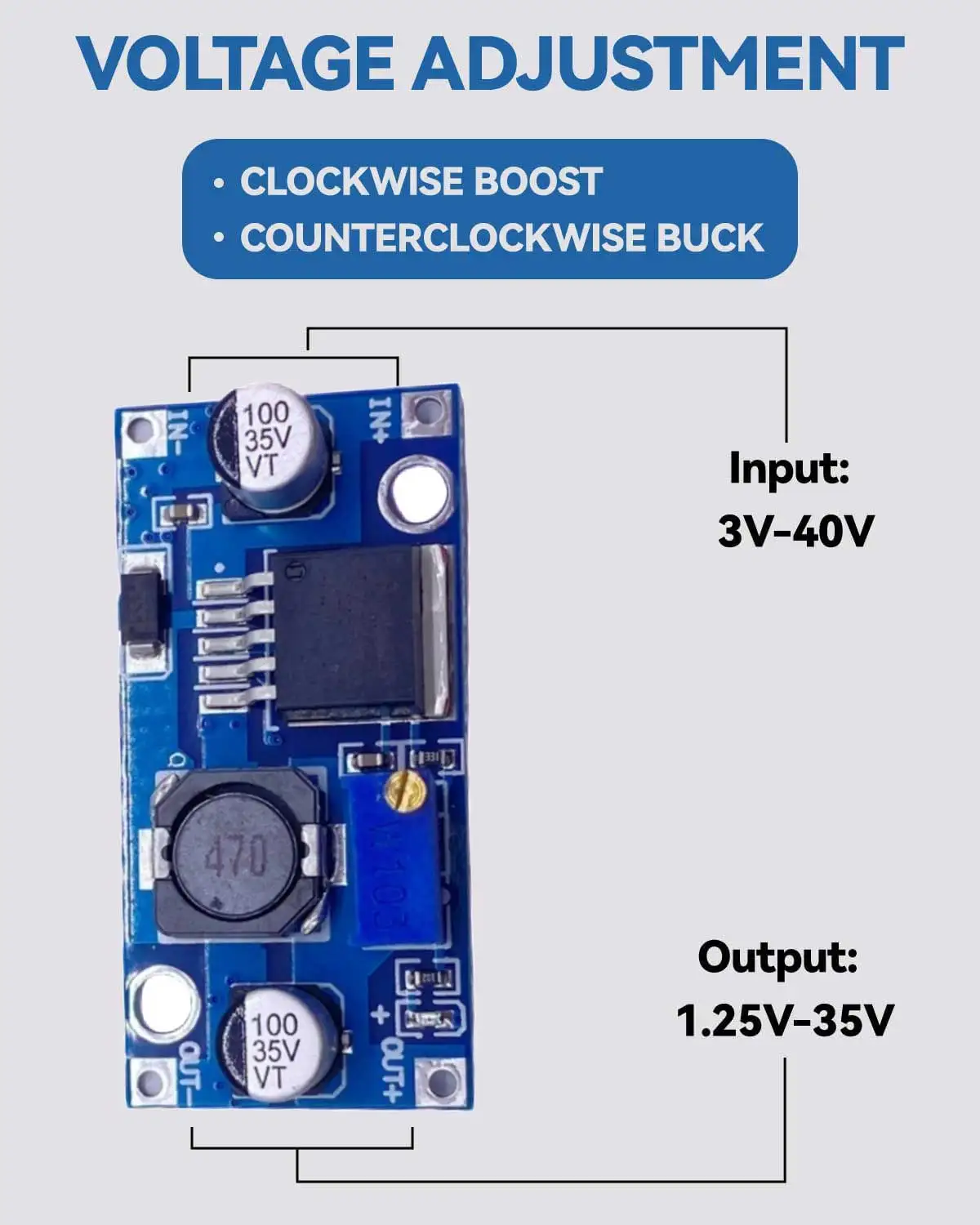 10-PCS LM2596S DC-DC Buck Converter Step Down Power Module 3-35V Input 1.5-35V Adjustable Voltage Regulator Stabilizer for DIY