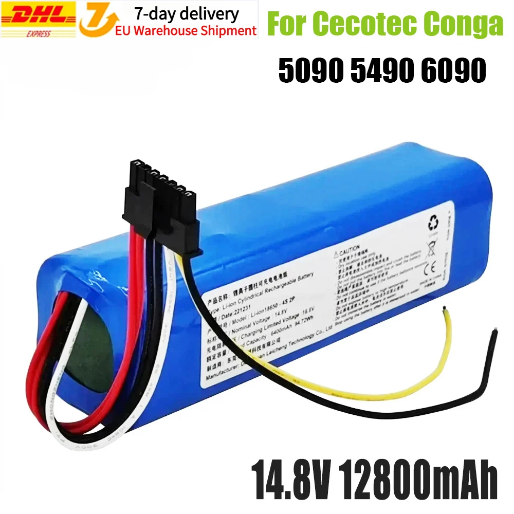 New 14.8V 12800mAh INR18650 MH1-4S2P-300S Robot Battery for Cecotec Conga 5090 5490 6090 Robotic Vacuum Cleaner